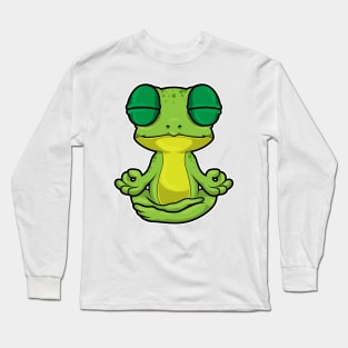 Frog at Yoga Stretching exercises in Cross-legged Long Sleeve T-Shirt